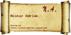 Nistor Adrián névjegykártya